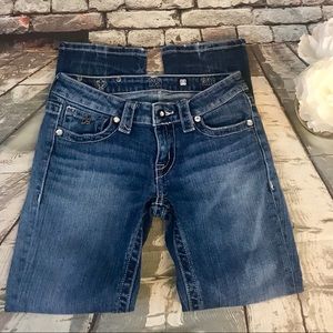 D9 Gem Accent Straight Cut Sandblasted Jeans